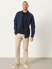 FatFace Navy Long Sleeve Linen Cotton Bugle Shirt - Image 5 of 8
