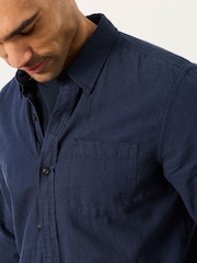 FatFace Navy Long Sleeve Linen Cotton Bugle Shirt - Image 6 of 8