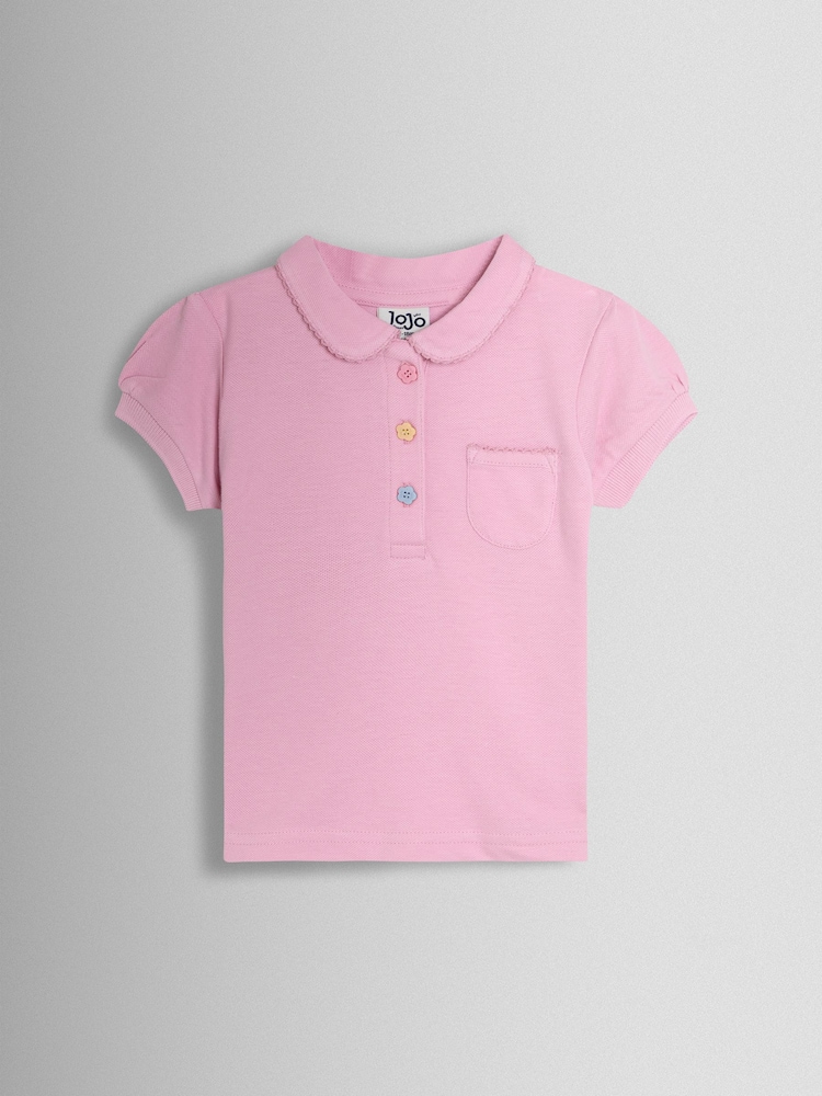 JoJo Maman Bébé Pink Pretty Polo Shirt - Image 1 of 3