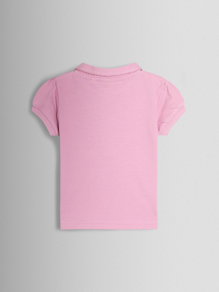JoJo Maman Bébé Pink Pretty Polo Shirt - Image 2 of 3