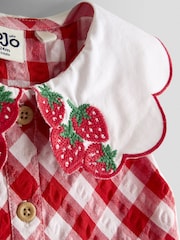 أحمر - فستان بياقة بلا أكمام مزود بأزرار كاملة من Jojo Maman Bébé - Image 4 of 4