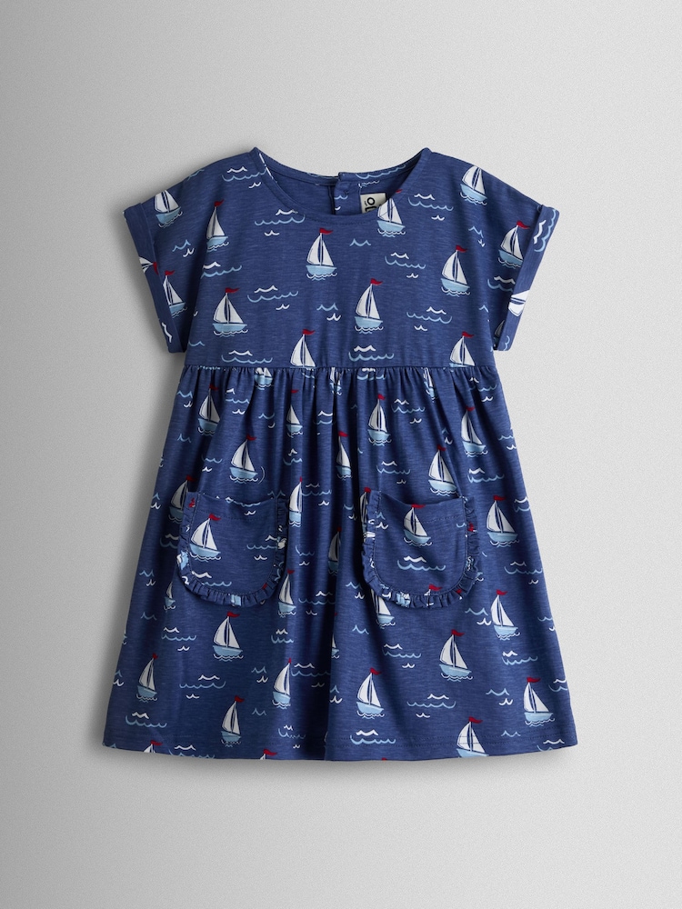 JoJo Maman Bébé Nautical Jersey Dress - Imaginea 1 din 3