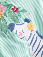 JoJo Maman Bébé Green Appliqué Button Shoulder T-Shirt - Image 4 of 4