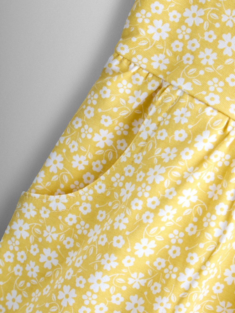 Galben - JoJo Maman Bébé Ruffle Shoulder Playsuit - Imaginea 4 din 4