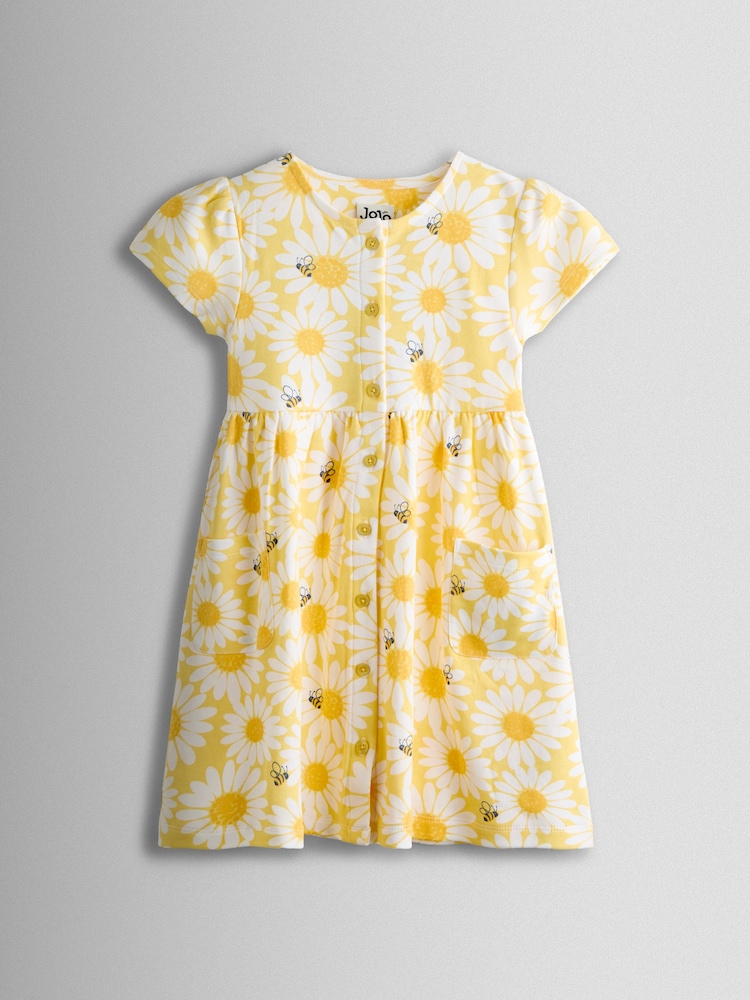 JoJo Maman Bébé Yellow Button Down Pet In Pocket Dress - Image 1 of 3
