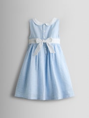 JoJo Maman Bébé Blue Sparkle Smocked Sleeveless Nautical Dress - Image 3 of 7