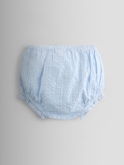 JoJo Maman Bébé Blue Sparkle Smocked Sleeveless Nautical Dress - Image 5 of 7