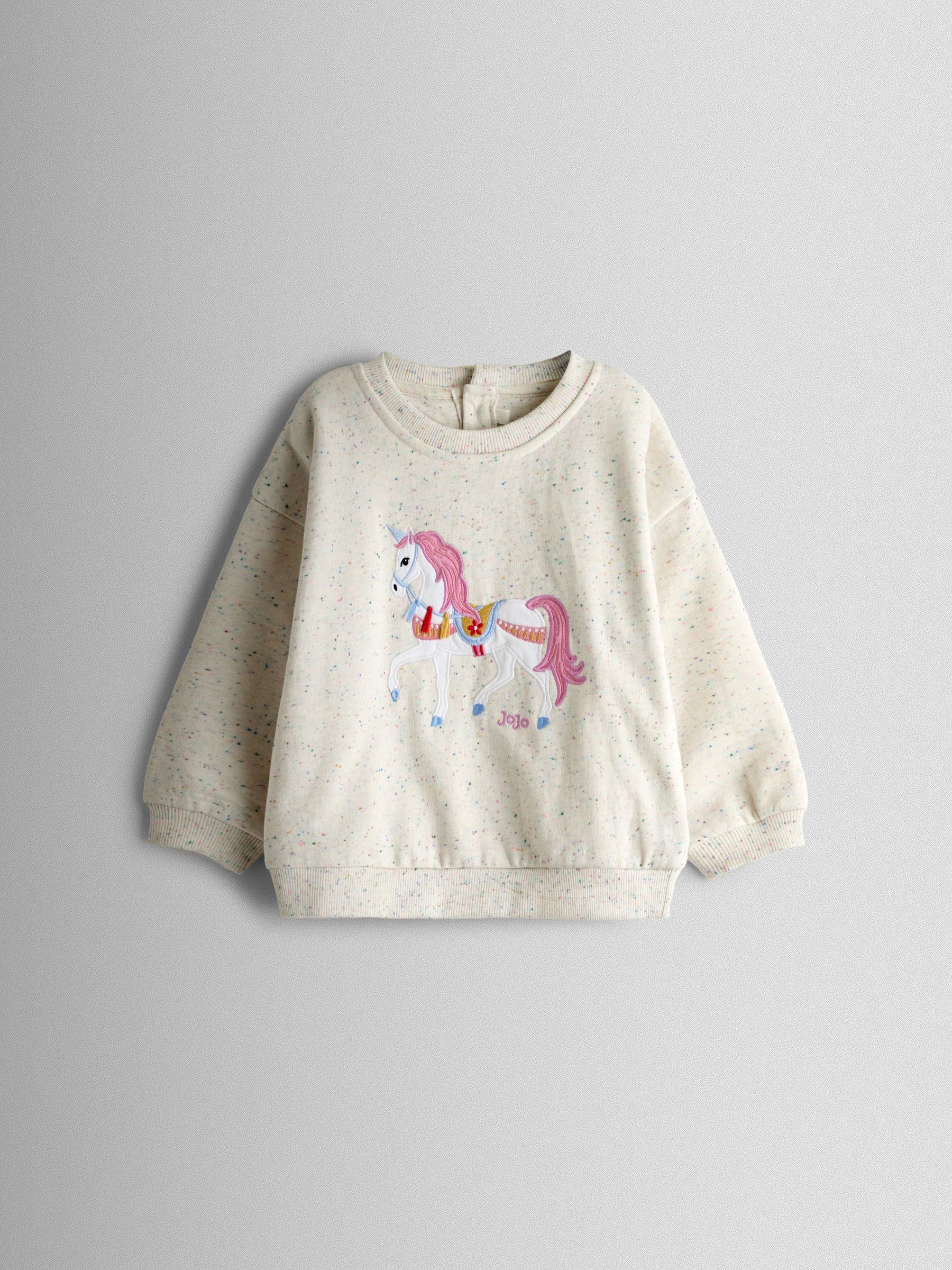 Jojo Maman Bébé Grey Marl Unicorn Applique Sweatshirt