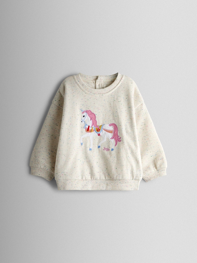 JoJo Maman Bébé Grey Marl Unicorn Applique Sweatshirt - Image 1 of 3