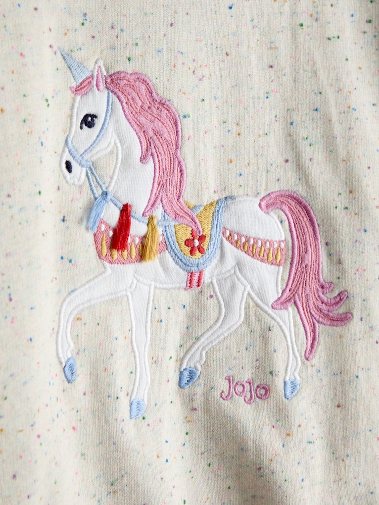 JoJo Maman Bébé Grey Marl Unicorn Applique Sweatshirt - Image 3 of 3