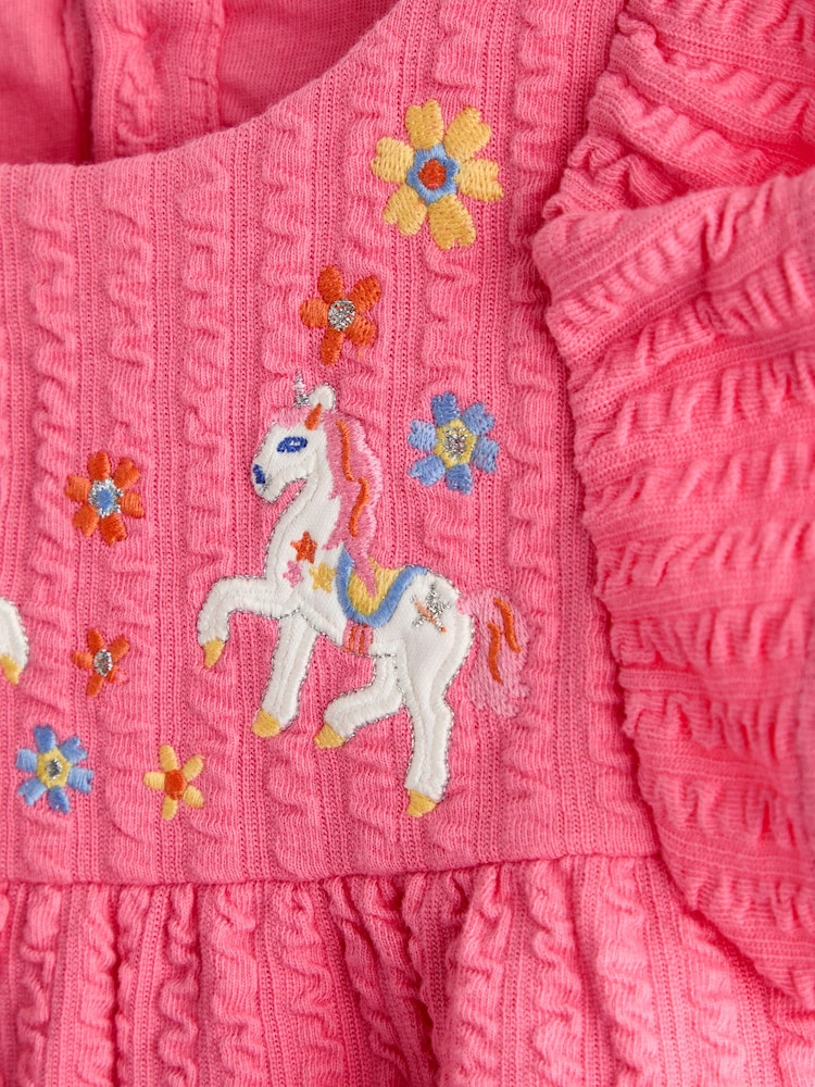 Licorne rose - JoJo Maman Bébé Embroidered Peplum T-Shirt - Image 3 de 3