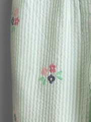 JoJo Maman Bébé Green Stripe Floral Embroidered Collar Dungaree - Image 4 of 4