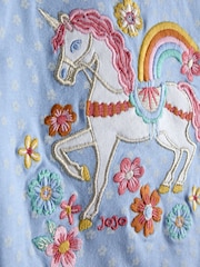 JoJo Maman Bébé Mid Blue Applique Frill Sleeve T-Shirt - Image 3 of 3