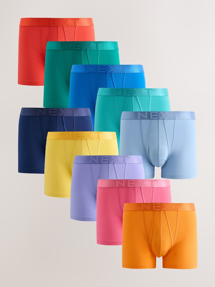 Bright Yellow/ Pink/ Blue 10 pack A-Front Boxers - Image 1 of 14 Bright Yellow/ Pink/ Blue 10 pack A-Front Boxers - Image 1 of 14