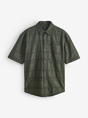 Khaki Green Textured Check Short Sleeve Shirt - Image 1 of 1