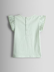 JoJo Maman Bébé Green Applique Frill Shoulder T-Shirt - Image 2 of 3