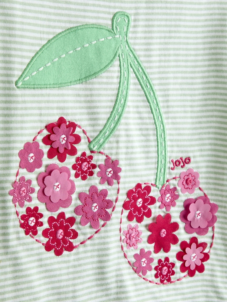 JoJo Maman Bébé Green Applique Frill Shoulder T-Shirt - Image 3 of 3