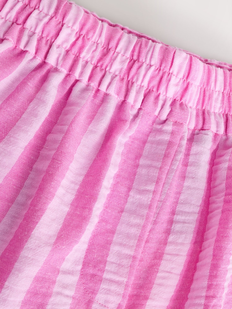 Pink Stripe Maternity Fold-Over Waistband Boxer Shorts with Linen - Image 4 of 4
