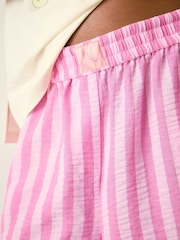 Pink Stripe Maternity Fold-Over Waistband Boxer Shorts with Linen - Image 5 of 9