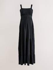 שחור - Maternity Cotton Maxi Dress - תמונה 2 מתוך 4
