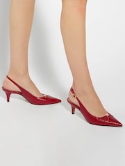 Dune London Red Distinctive Brand Plated Slingback Shoes - Image 1 of 1