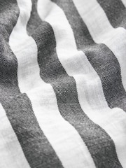 Grey Stripe Maternity Stripe Pull On Barrel Leg Trousers with Linen - Image 3 of 4