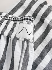 Grey Stripe Maternity Stripe Pull On Barrel Leg Trousers with Linen - Image 4 of 4