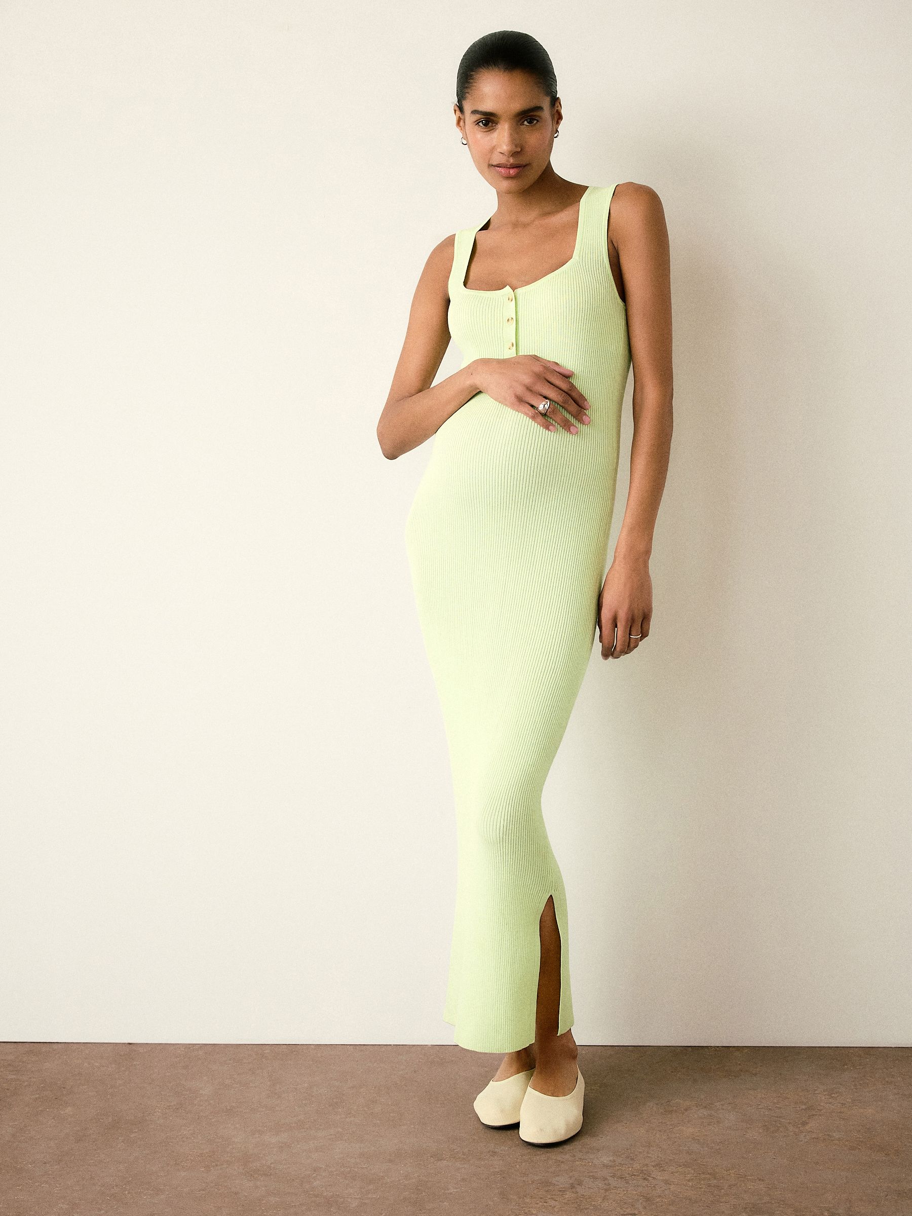 lime green knitted dress Charlie Boucle Sweater Dress SEROYA