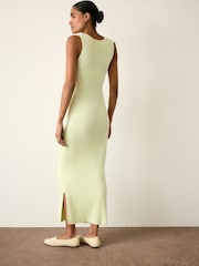 Limettengrün - Umstands-Strickkleid mit eckigem Ausschnitt - Bild 3 von 4