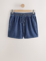 Indigo Maternity Linen Blend Drawstring Shorts - Image 6 of 9