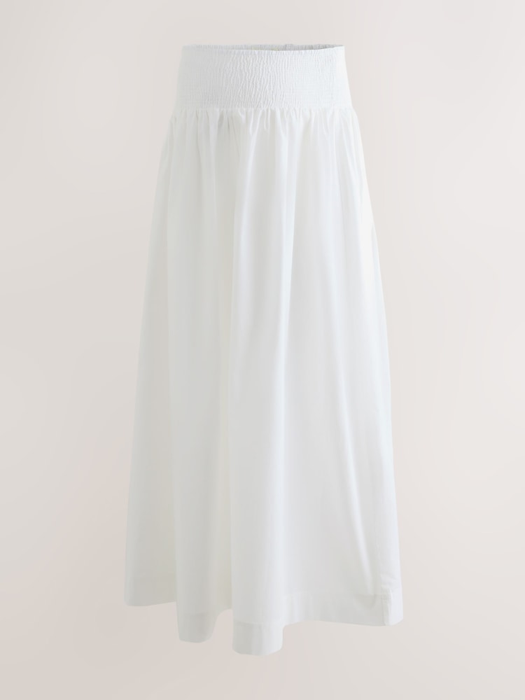 White Maternity Shirred Maxi Skirt - Image 1 of 4