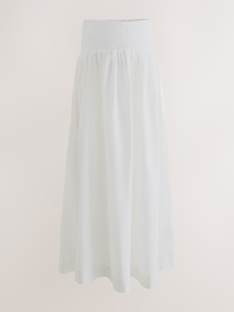 White Maternity Shirred Maxi Skirt - Image 2 of 4
