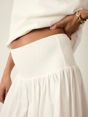 White Maternity Shirred Maxi Skirt - Image 5 of 9