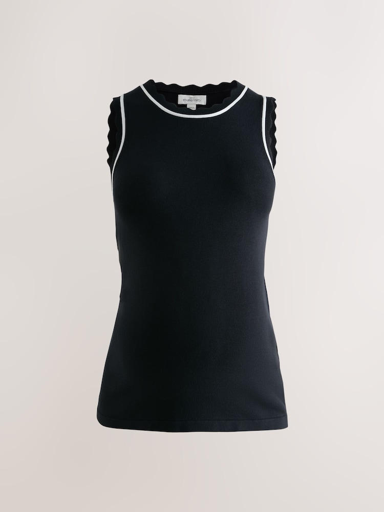 Negru - Maternity Knitted Scallop Trim Vest - Imaginea 1 din 4