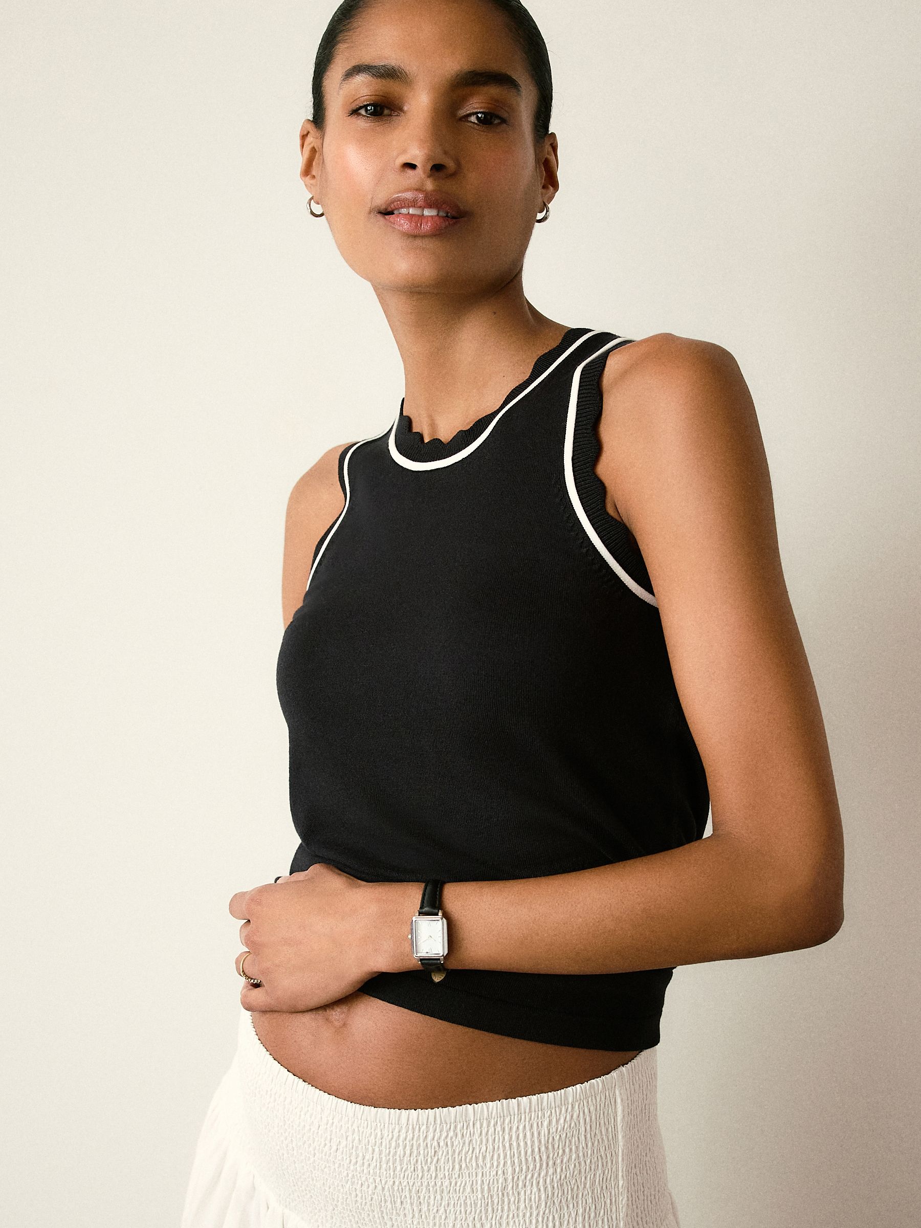 Buy Black Maternity Knitted Scallop Trim Vest from Next USA