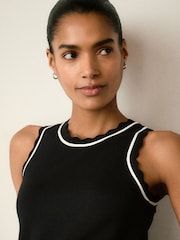 Black Maternity Knitted Scallop Trim Vest - Image 5 of 9