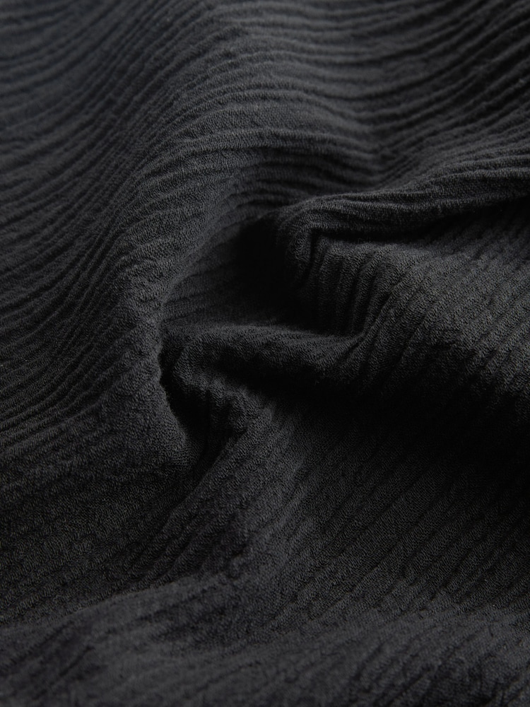 Black Maternity Textured Wide Leg Trousers with Linen - Image 10 of 10