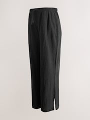 أسود - Maternity Textured Wide Leg Trousers with Linen - Image 2 of 4