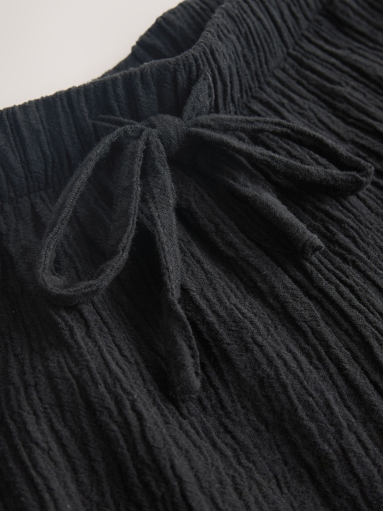 أسود - Maternity Textured Wide Leg Trousers with Linen - Image 4 of 4