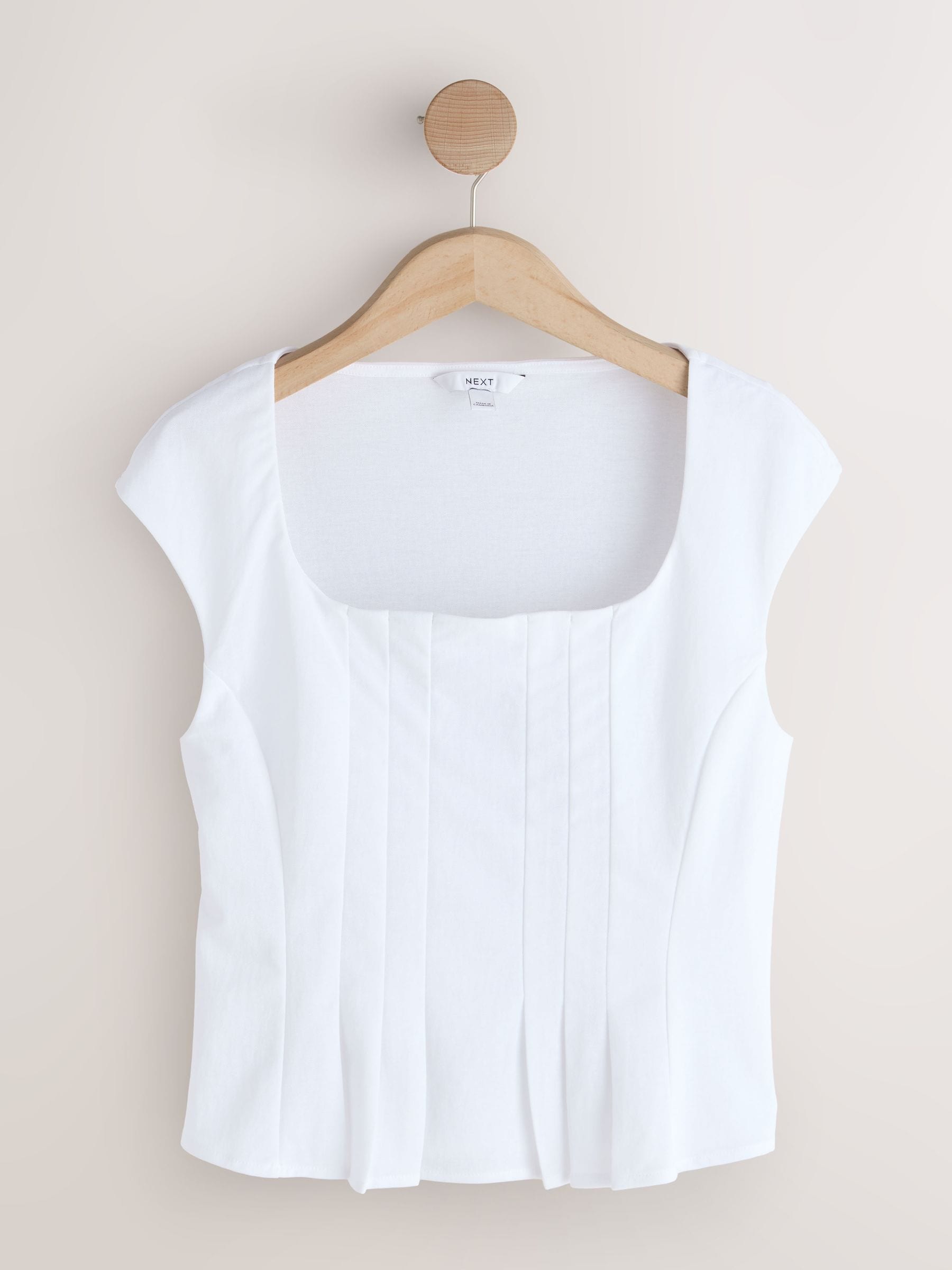 トップス SQUARE NECK LADY LIKE PLEATS TOP Buy White Pleated Peplum Square Neck Short Sleeve Top from Next USA