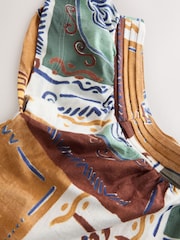 Green Greek Print - Short Sleeved Square Neck Top - 7的图像6｝