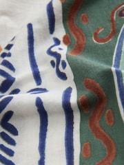 Green Greek Print - Short Sleeved Square Neck Top - 7的图像7｝