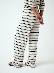 Ecru/Black Stripe Knit Look Wide Leg Trousers - Image 4 of 8