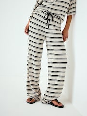 Ecru/Black Stripe Knit Look Wide Leg Trousers - Image 5 of 8