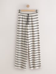 Ecru/Black Stripe Knit Look Wide Leg Trousers - Image 6 of 8