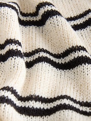 Ecru/Black Stripe Knit Look Wide Leg Trousers - Image 8 of 8