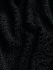 Black Knit Look Asymmetric Short Sleeve Top - Image 8 of 8