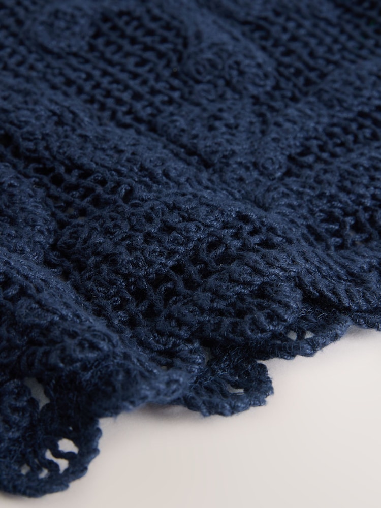 Navy Crochet Sleeveless Tank Top - Image 2 of 3