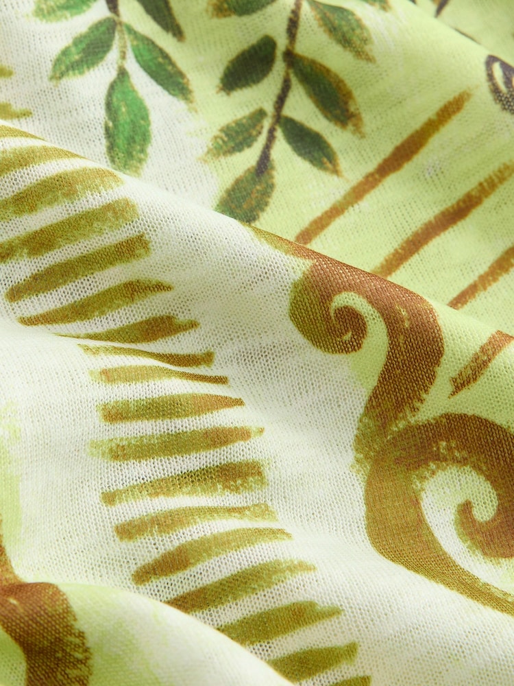 Lime Green Long Sleeve Notch Neck Top - Image 2 of 3