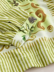 Lime Green Long Sleeve Notch Neck Top - Image 8 of 8